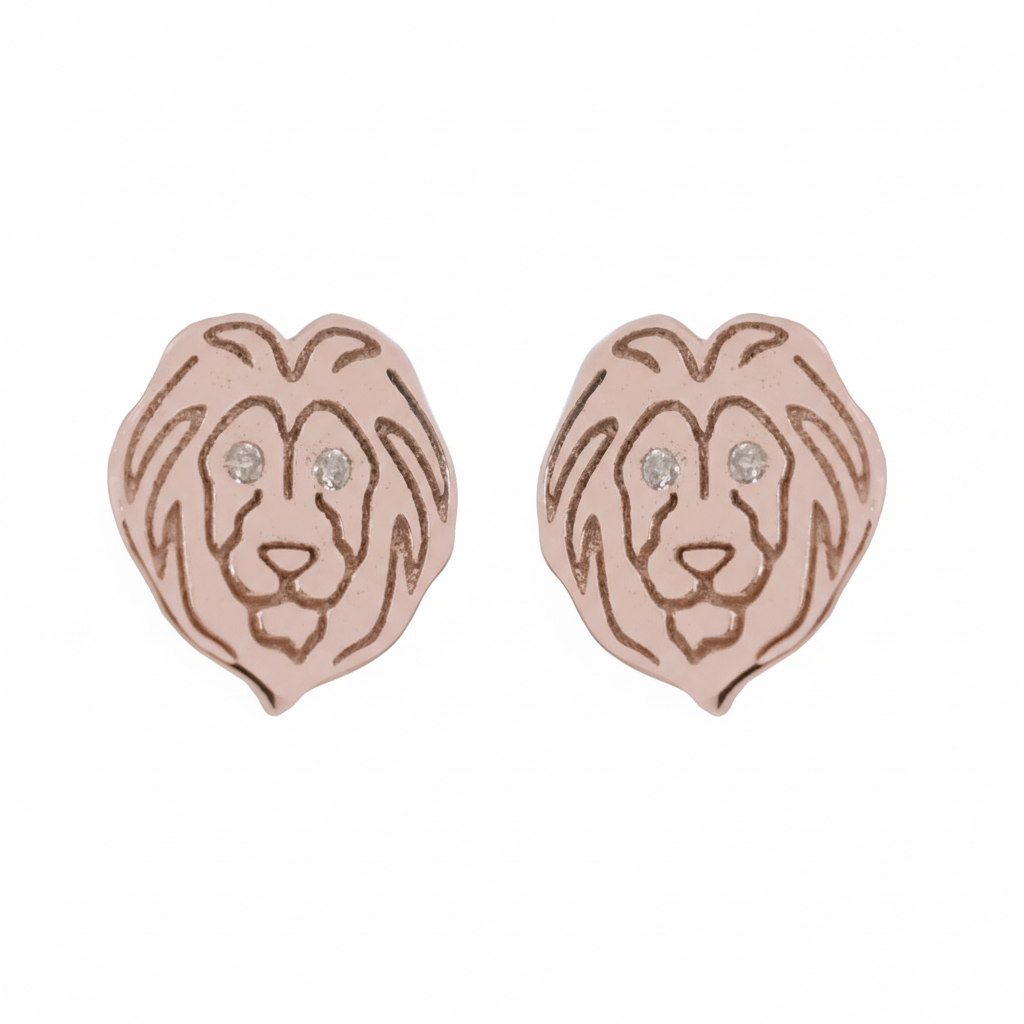 Misu sterling silver rose earrings featuring lion design, detailed and elegant jewelry for stylish accessories.