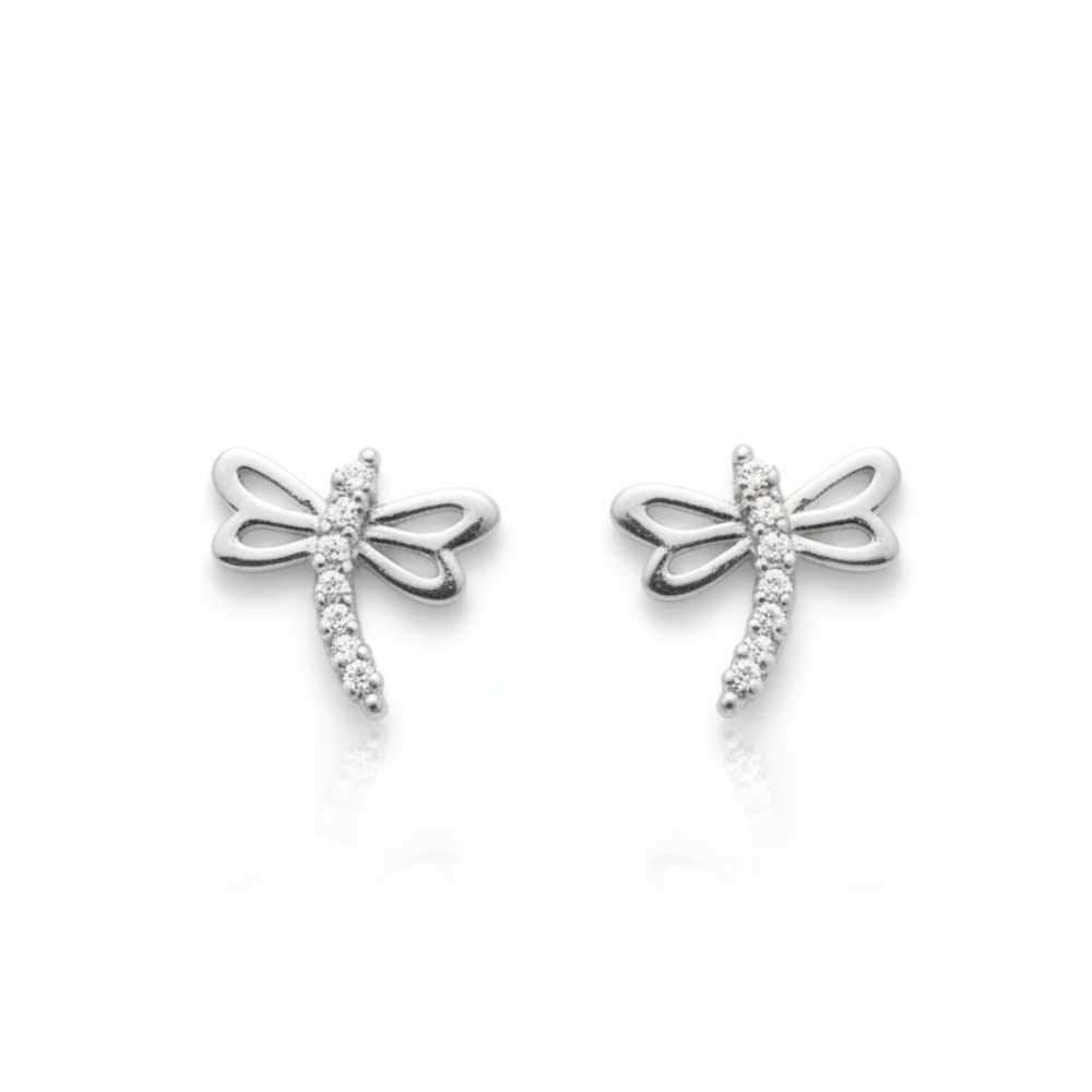 Misu 925 sterling silver dragonfly earrings with intricate wing details and a delicate, elegant design.