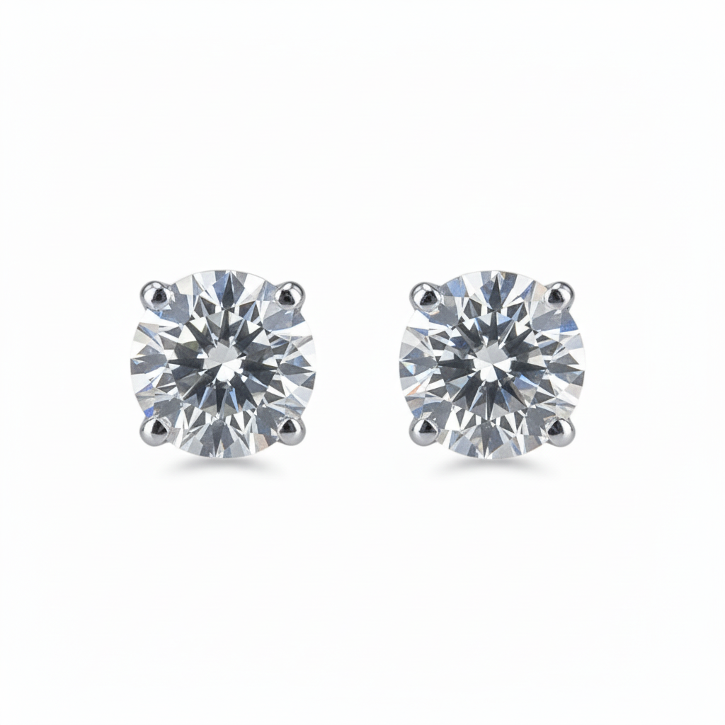 Lab Grown Diamonds 9CT white gold earrings featuring sparkling diamond studs on a sleek white gold setting.