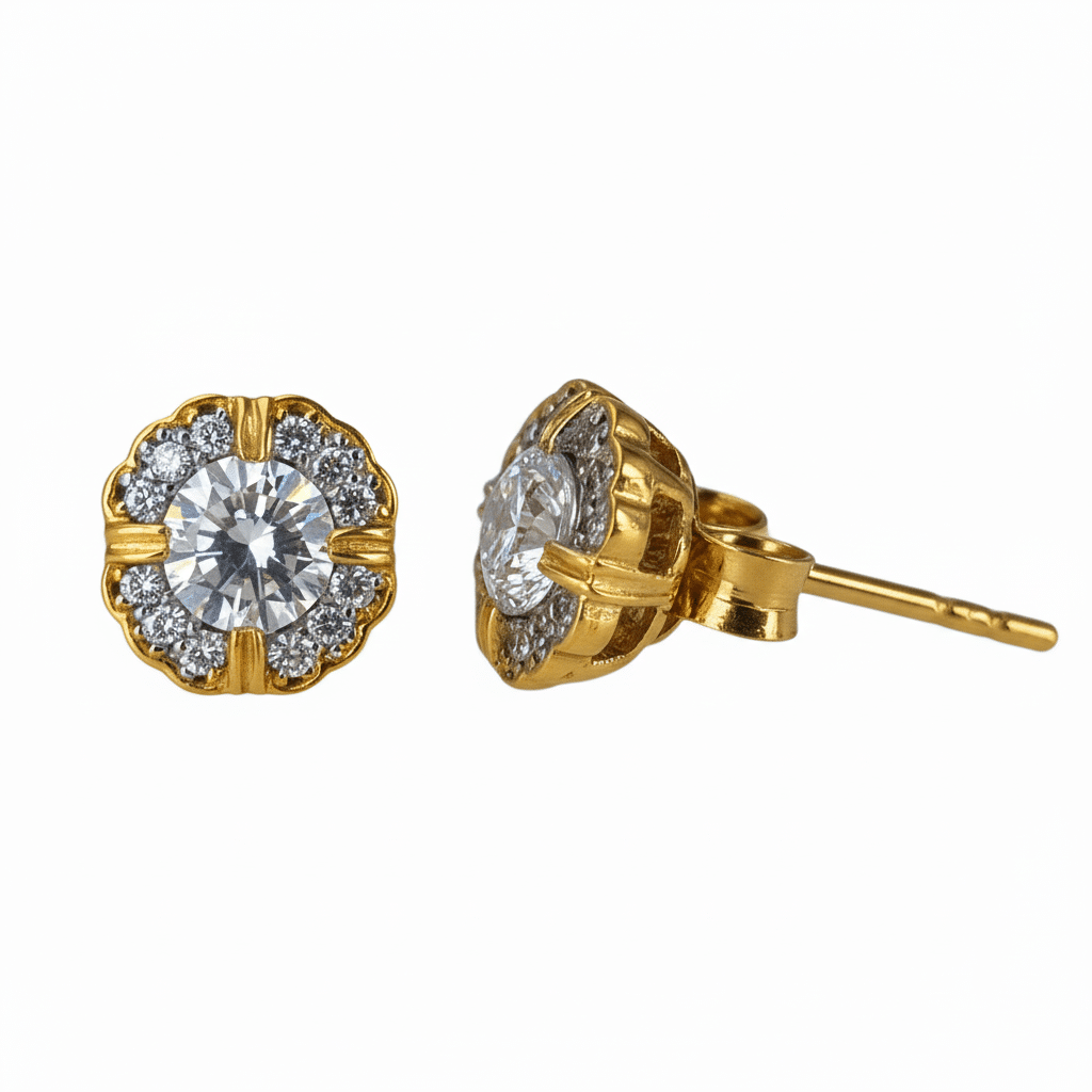Lab Grown Diamonds 9CT yellow gold petal earrings featuring delicate floral design and sparkling diamond accents.