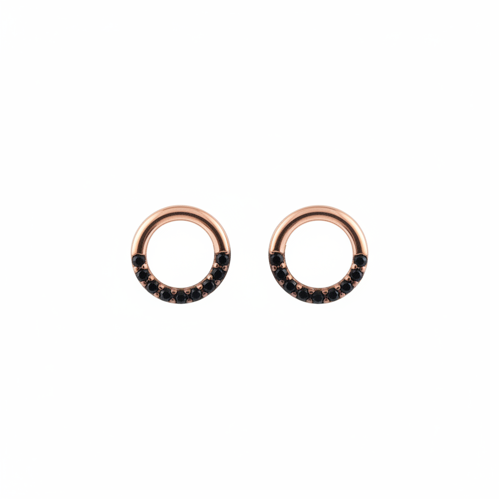 Misu 925 Sterling Silver Two Tone Circle Stud earrings with polished silver and gold accents on a white background.