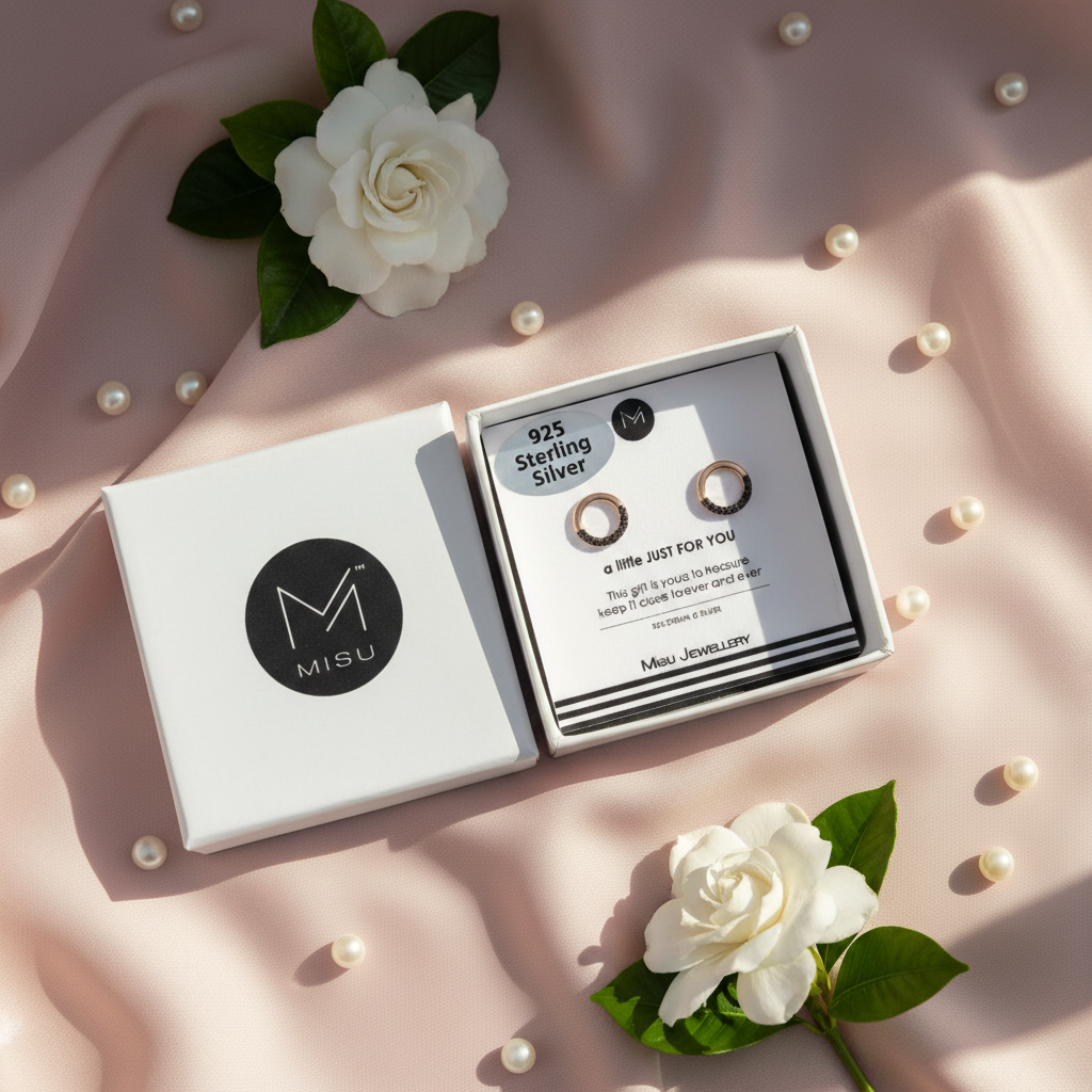 MISU 925 sterling silver two-tone circle stud earrings showcasing a polished and stylish jewelry design.
