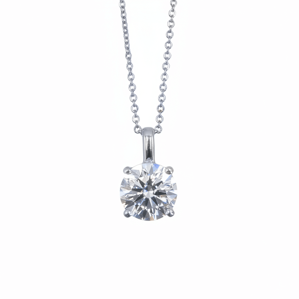 Lab Grown Diamonds 9CT white gold pendant featuring a sparkling central diamond and elegant design.