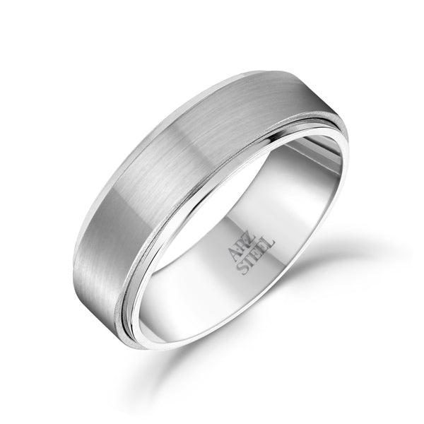 ARZ Steel matte and shiny steel ring featuring a sleek, modern design with smooth finish and stylish band.