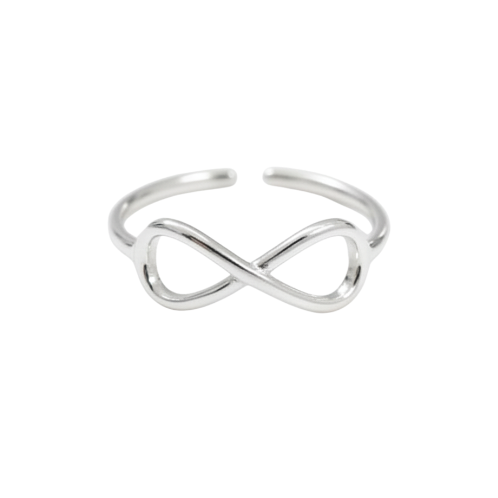 Misu 925 sterling silver adjustable infinity ring featuring a sleek, minimalist design with polished finish.