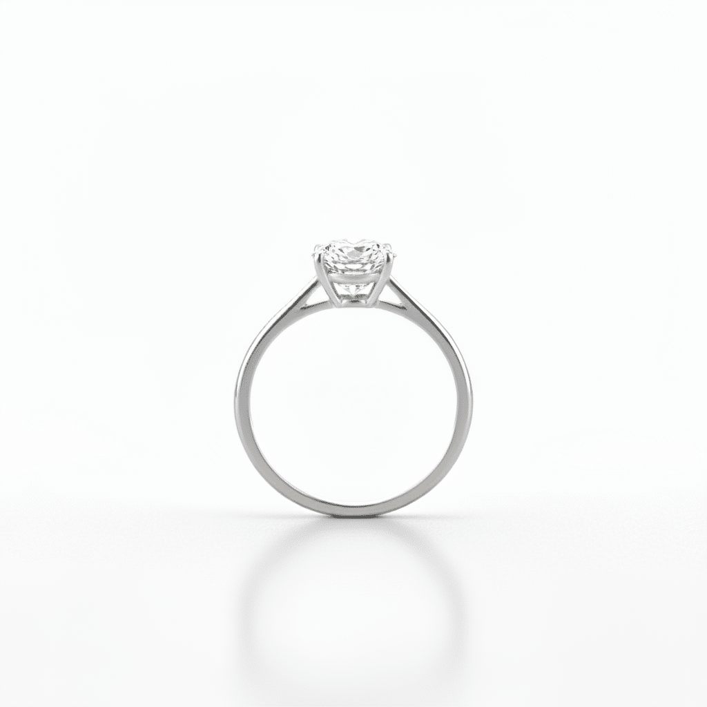Lab Grown Diamonds 9CT white gold solitaire ring featuring a sparkling central diamond and a sleek band design.