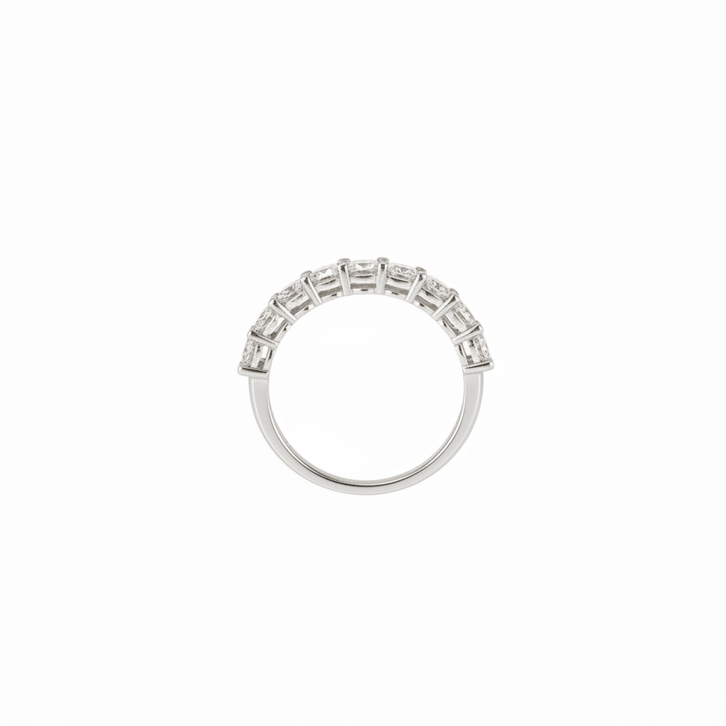Lab Grown Diamonds 9CT white gold eternity ring featuring a continuous row of sparkling lab-grown diamonds.