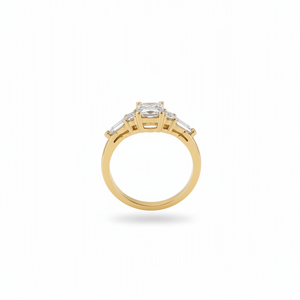Lab Grown Diamonds 9CT yellow gold 7-stone ring with 0.70CT total diamond weight, elegant jewelry design.