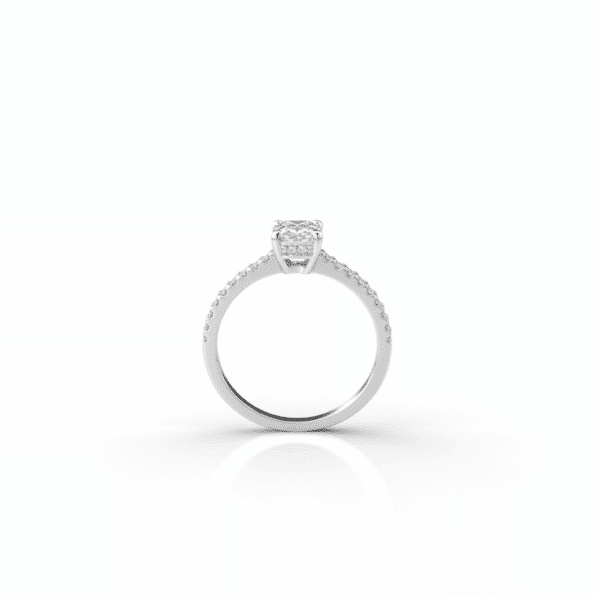 Lab Grown Diamonds 9CT white gold oval halo ring with 1CT center diamond, elegant jewelry design.