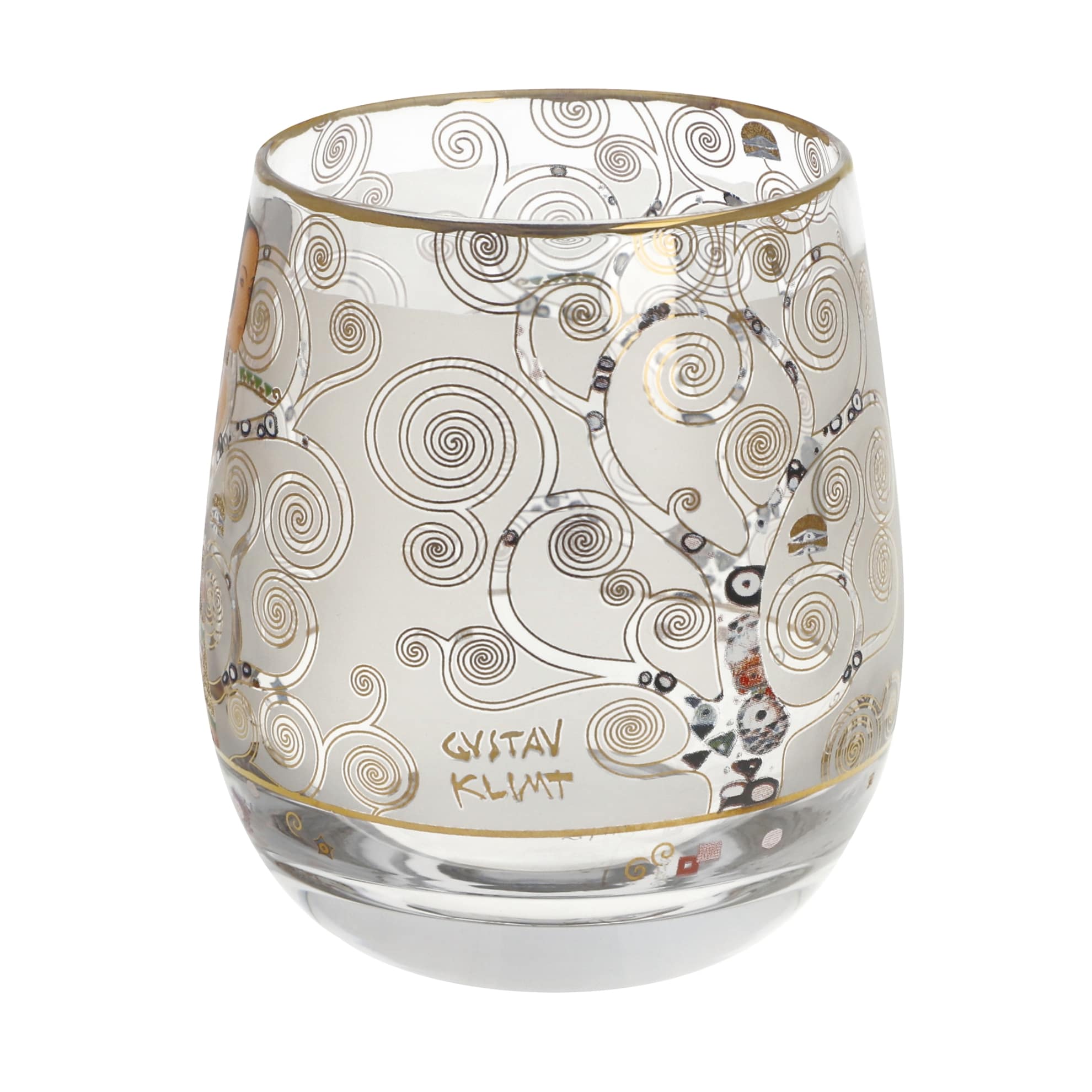 Goebel Gustav Klimt Expectation tealight holder, 9.5cm, Spilhaus, decorative ceramic candle holder with artistic design