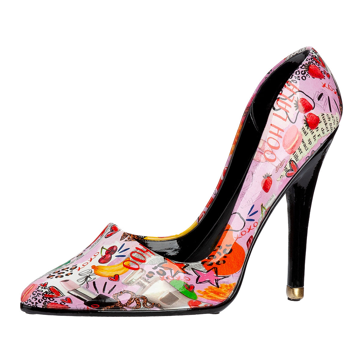 Gilde resin high heel shoe bottle holder with "Ooh Lala" design, decorative shoe accessory for home decor.