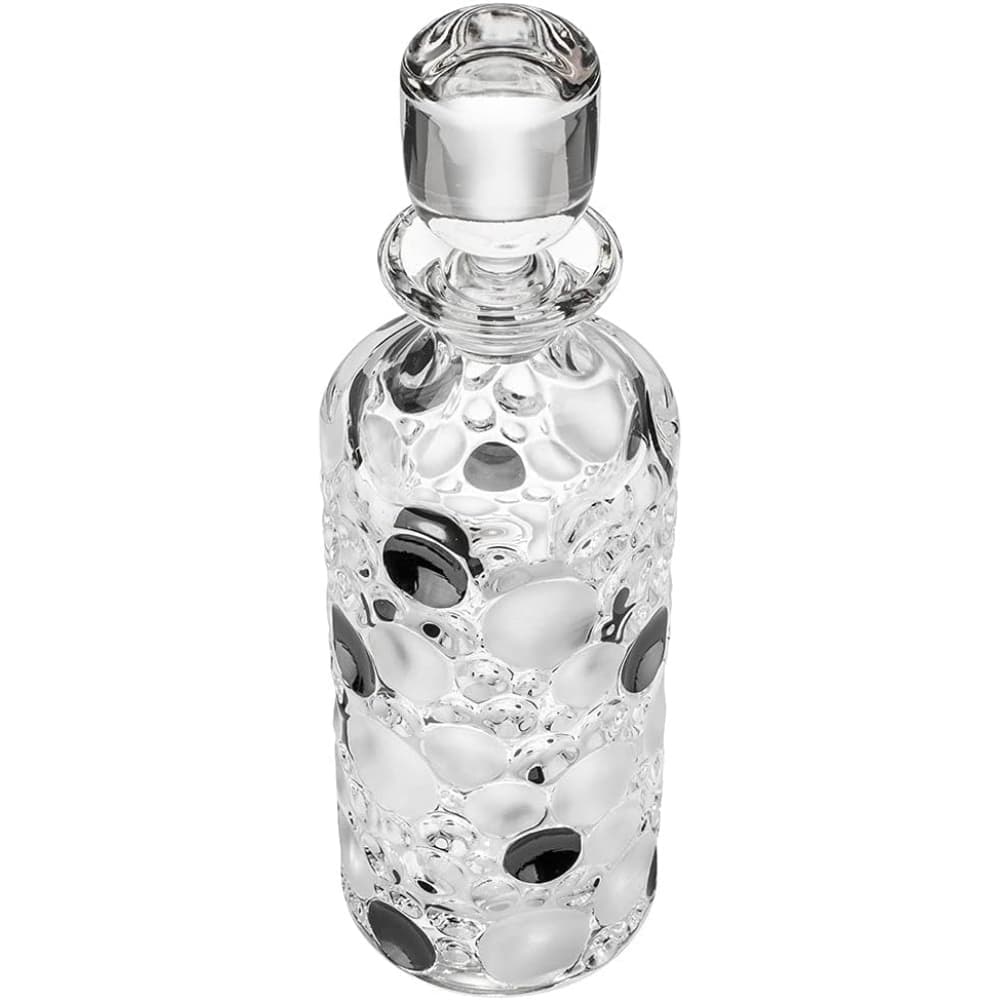 Bohemia Crystal Lisboa decanter with black stopper, 750ml, elegant glass decanter for wine or spirits.