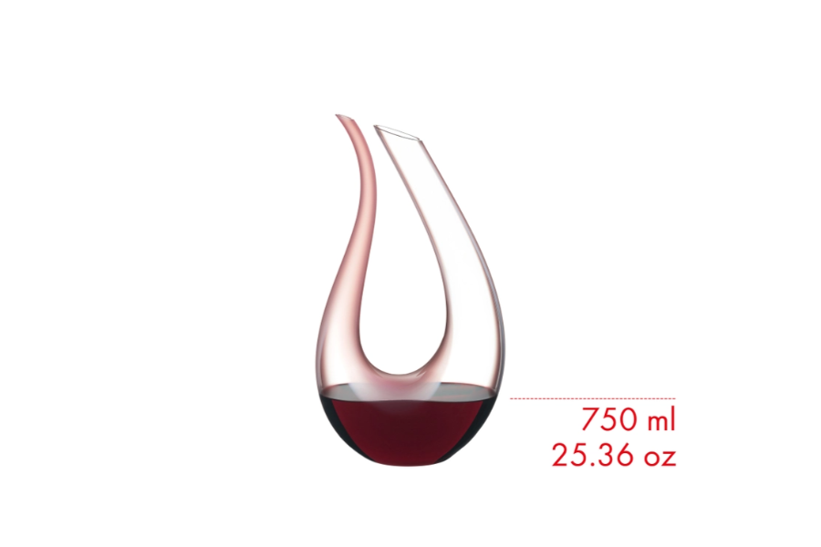 Riedel Amadeo Rosa decanter with elegant curved glass design for wine aeration and serving.
