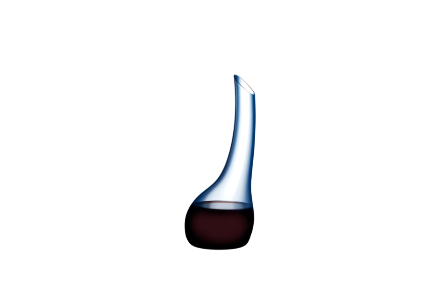 Riedel Cornetto Convetti blue glass decanter with a rounded base and elegant design for wine serving.
