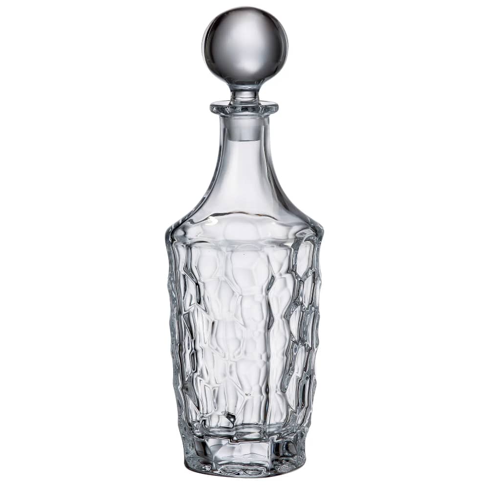 Bohemia Crystal marble decanter with elegant design, featuring a clear glass body and a marble stopper for stylish beverage storage.