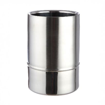 Gilde cylindrical stainless steel bottle cooler, 18cm tall, with a sleek polished finish and insulated design for keeping drinks cold