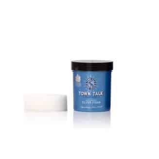 Town Talk anti-tarnish silver foam in a 275g container, designed to clean and protect silver jewelry and accessories from tarnish.