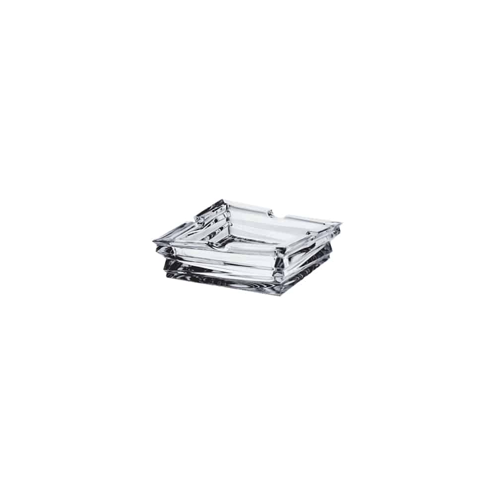Bohemia Crystal Ashtray Rocky 130mm with clear glass design, featuring a rounded shape and smooth edges.