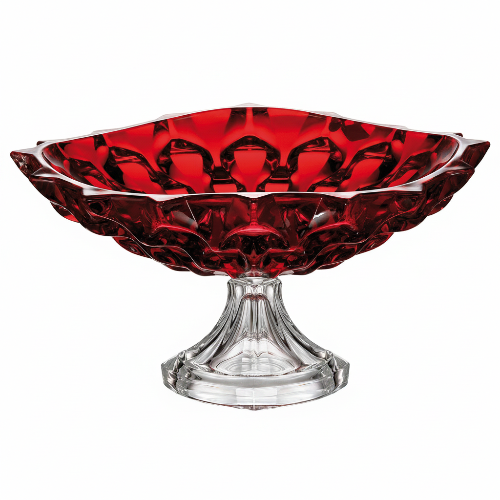 Bohemia Crystal Bohemia Footed Shallow Bowl in Samba Red, 350mm diameter, with elegant design and clear footed base.