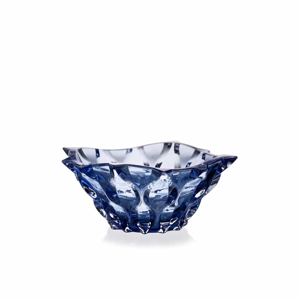 Bohemia Crystal Samba Blue Middle Bowl, 210mm, featuring elegant blue glass design and intricate patterns.