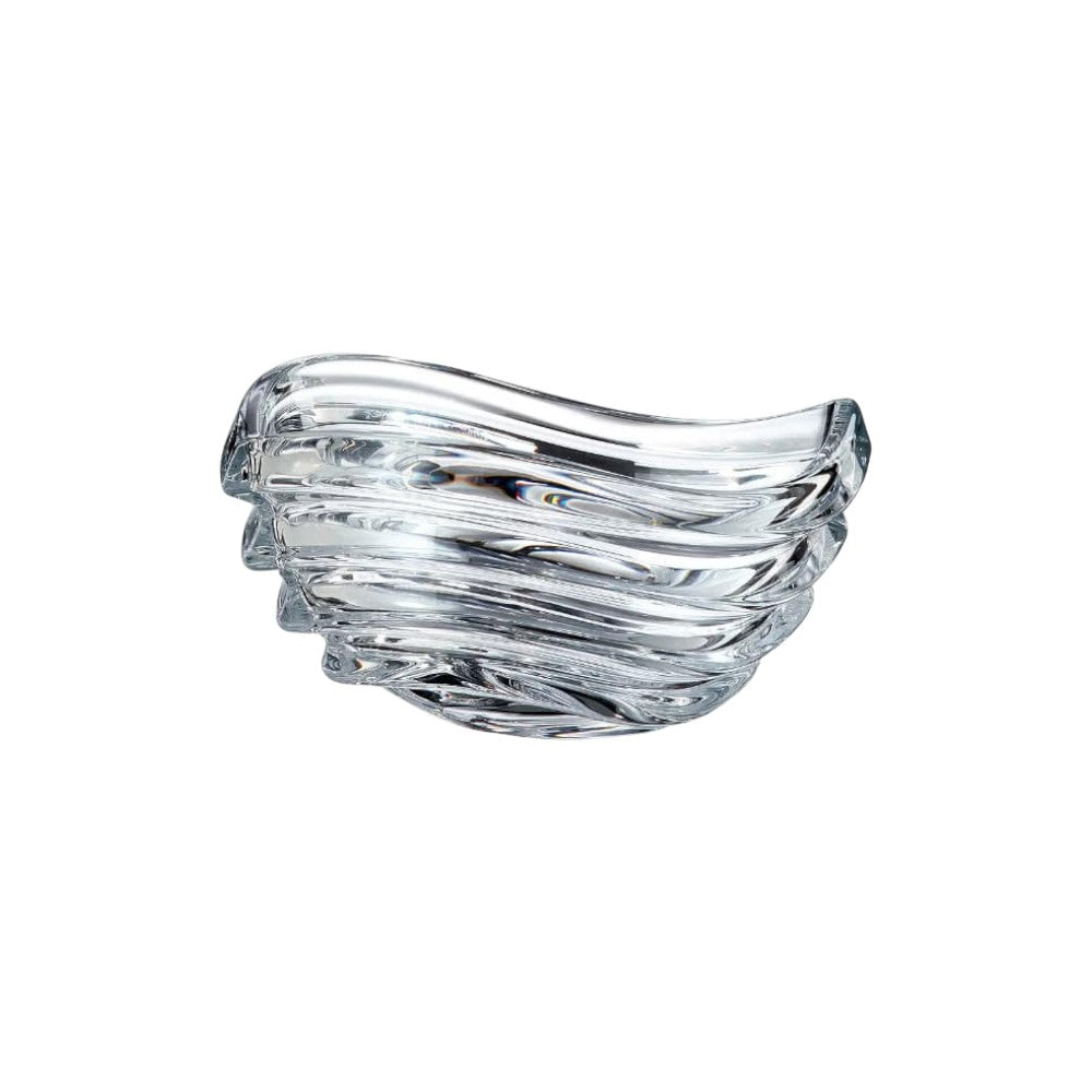 Bohemia Crystal Wave Bowl, 220mm, clear glass with elegant wave design, handcrafted decorative crystal bowl.