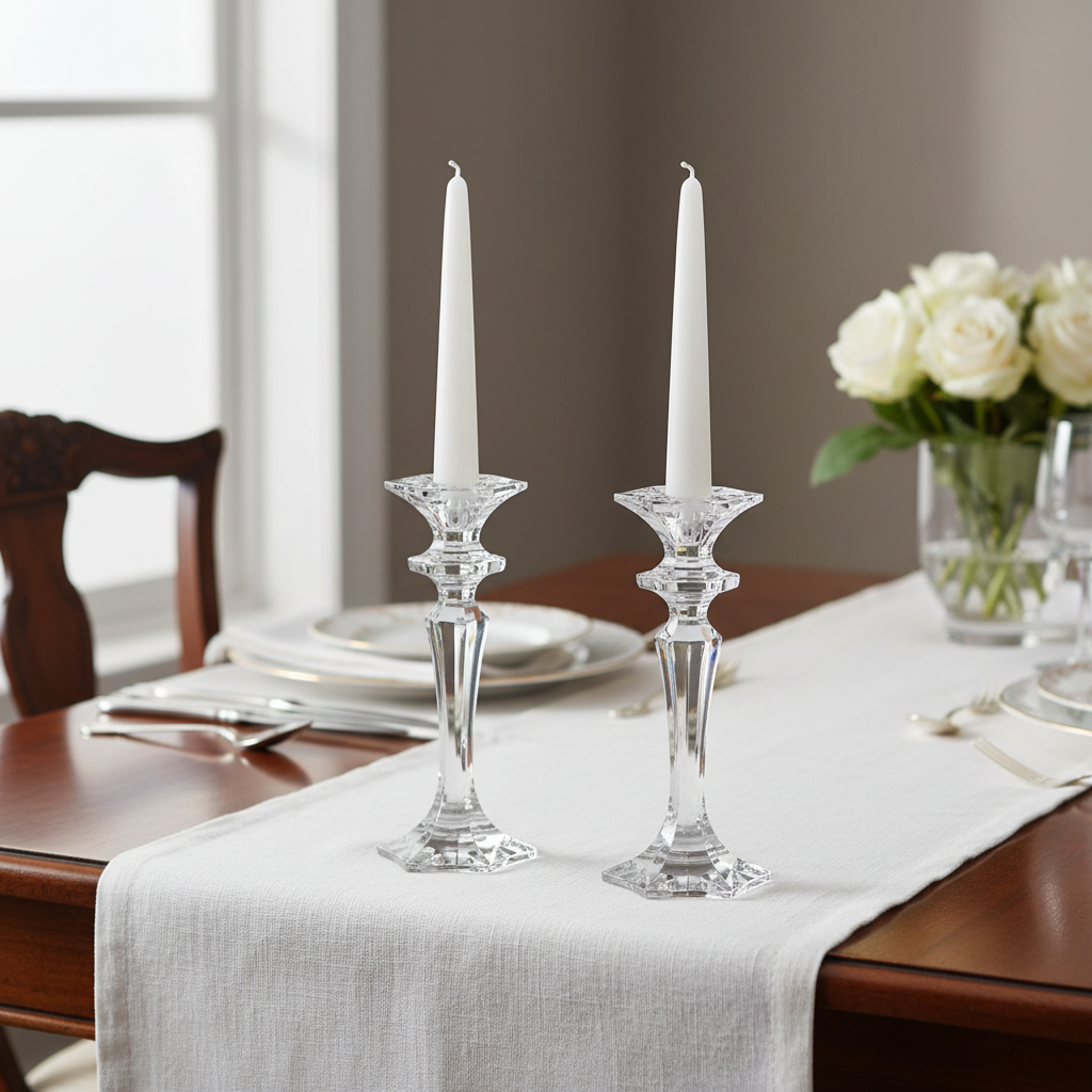 Set of two Bohemia Crystal Bohemia Candlestick Luxor 25.5cm with elegant glass design and intricate detailing.