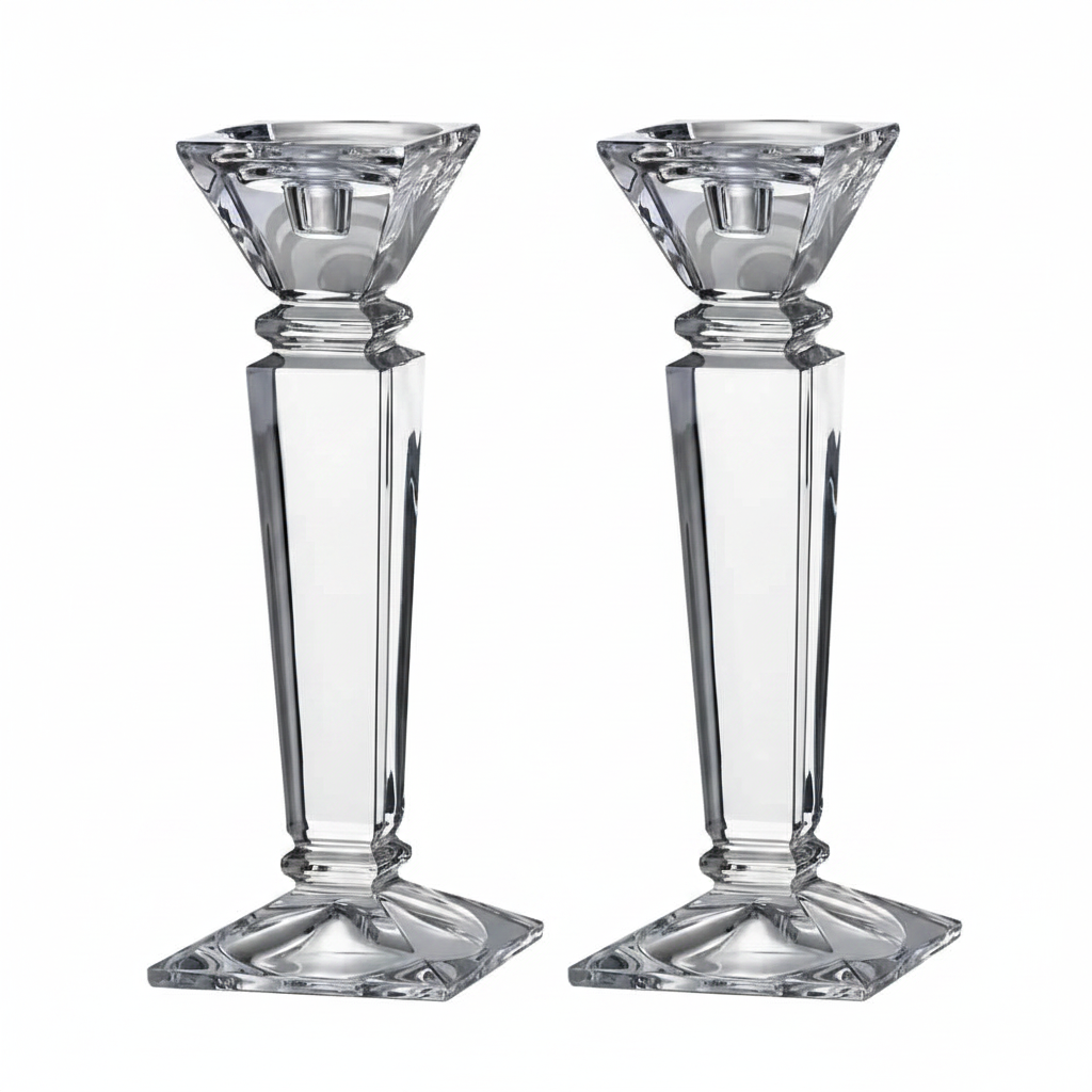 Two Bohemia Crystal Empery 300mm candlesticks with elegant design, crafted from clear crystal glass.
