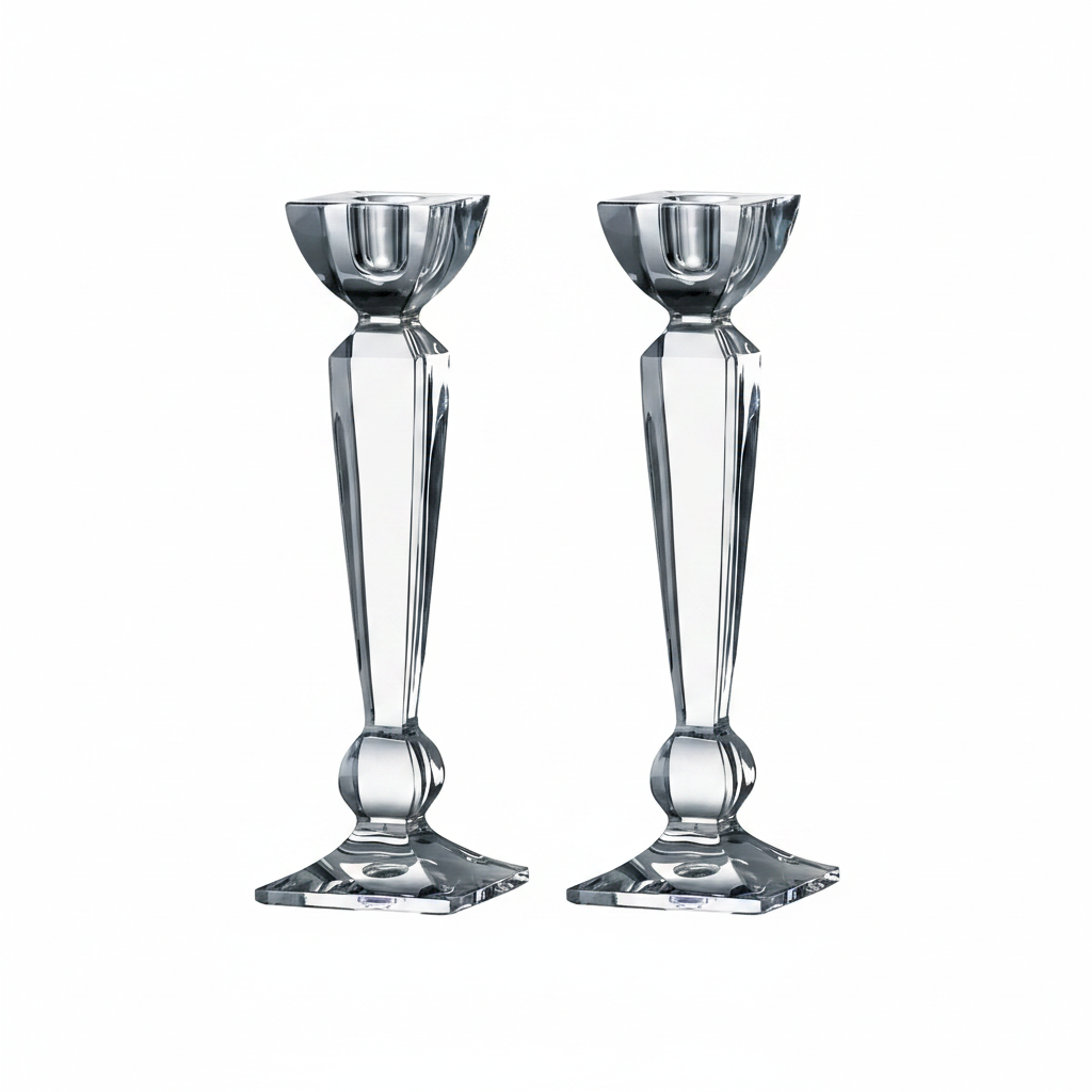Set of two Bohemia Crystal Olympia 255mm candlesticks with intricate cut glass design, elegant and decorative for home decor.