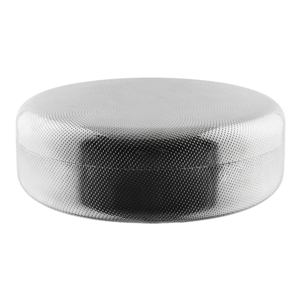 Alessi 23cm kitchen storage box with sleek stainless steel finish and clear lid for organizing kitchen essentials.