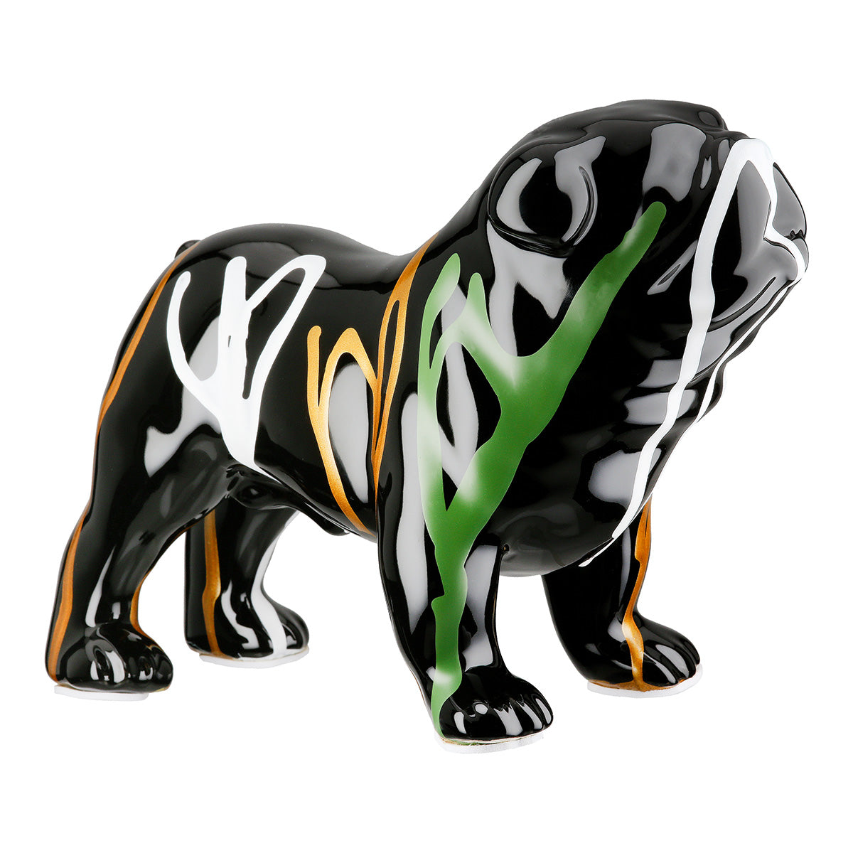Gilde black Bulldog figure standing sculpture with detailed features and realistic design, perfect for home decor or collection.
