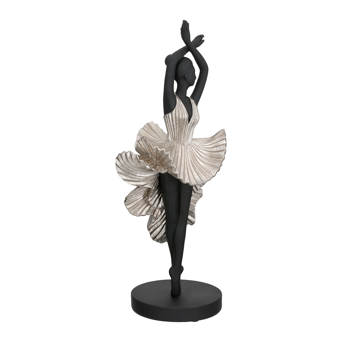 Gilde Ballet Ballerina sculpture in black ceramic, displaying a graceful ballerina pose with detailed features.
