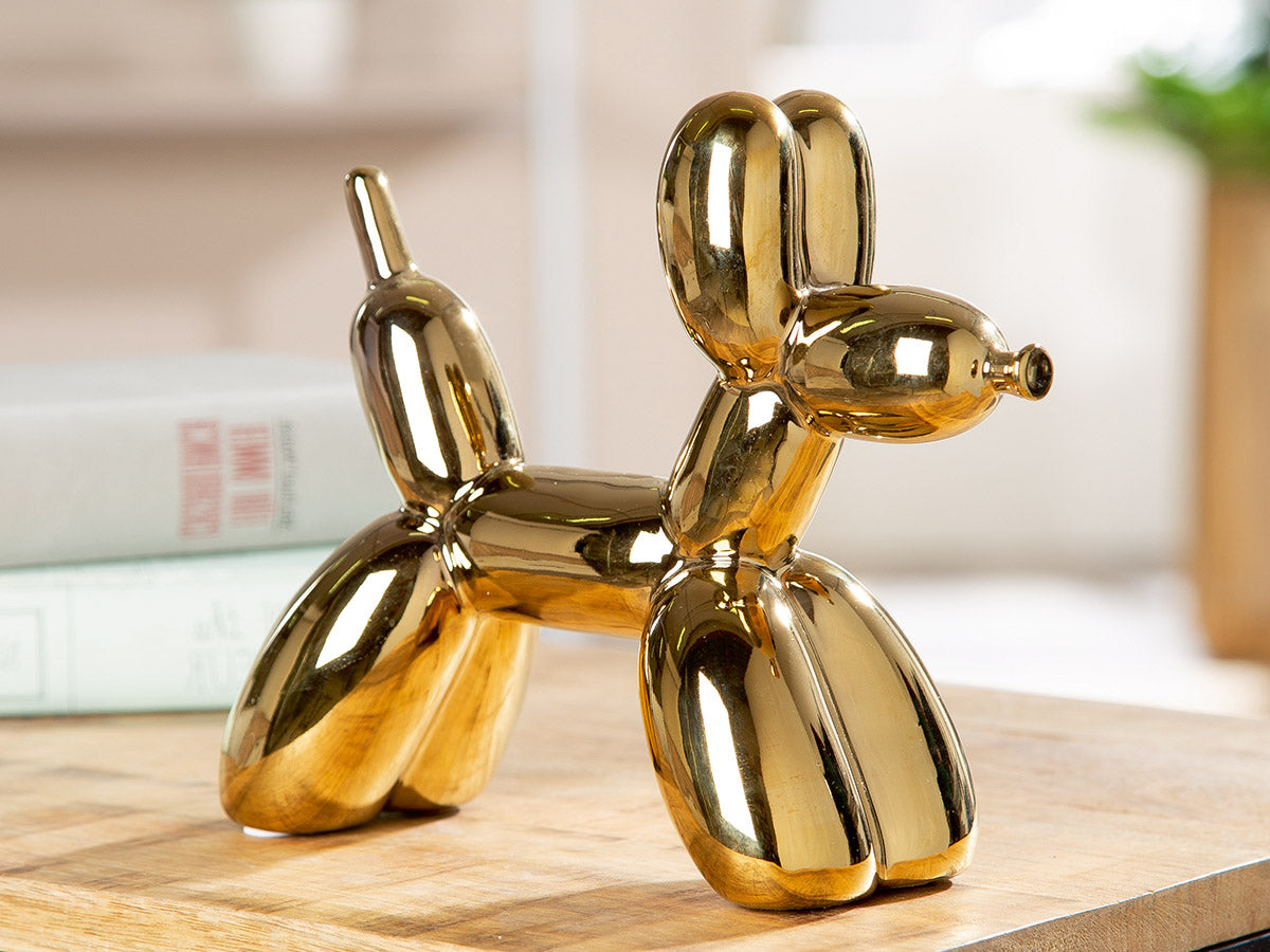 Gilde Gilde Figure Balloon Dog Poldi Gold sculpture with shiny gold finish, detailed design, and playful dog shape.