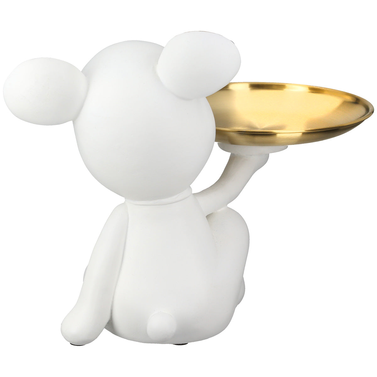 White Gilde resin figure of Bruno bear with tie motif, detailed and realistic, showcasing the collectible decorative bear.