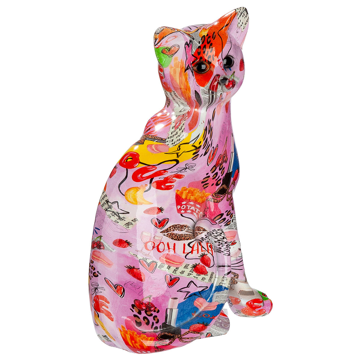 Gilde Ooh Lala resin cat figure with detailed craftsmanship, showcasing a stylish and elegant feline sculpture.