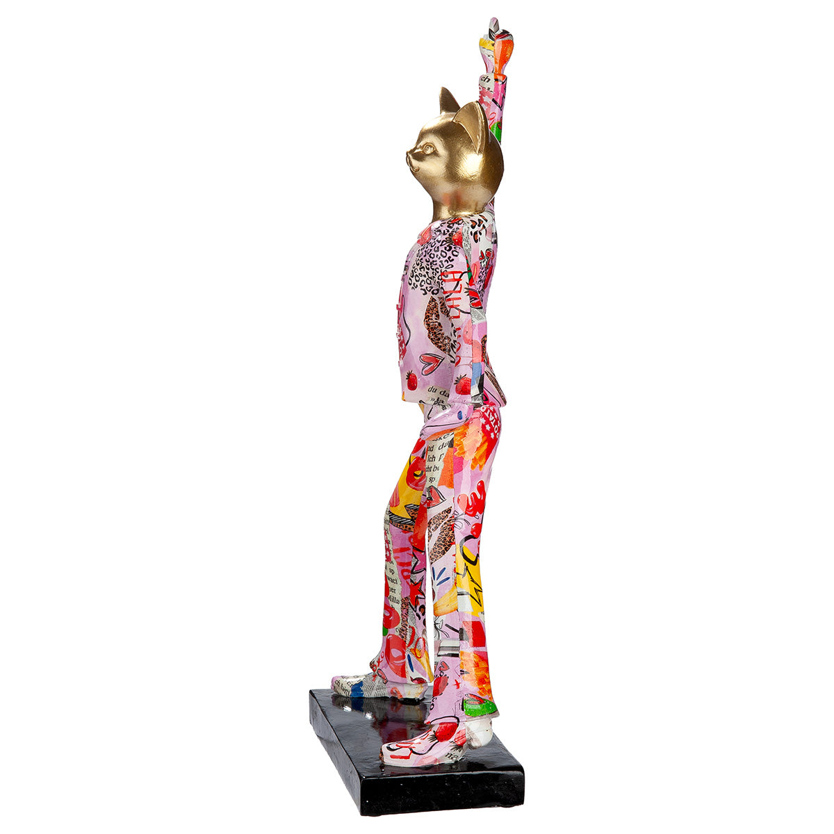 Gilde Figure Cat Ooh Lala resin standing sculpture, detailed feline figurine with elegant design and vibrant finish.