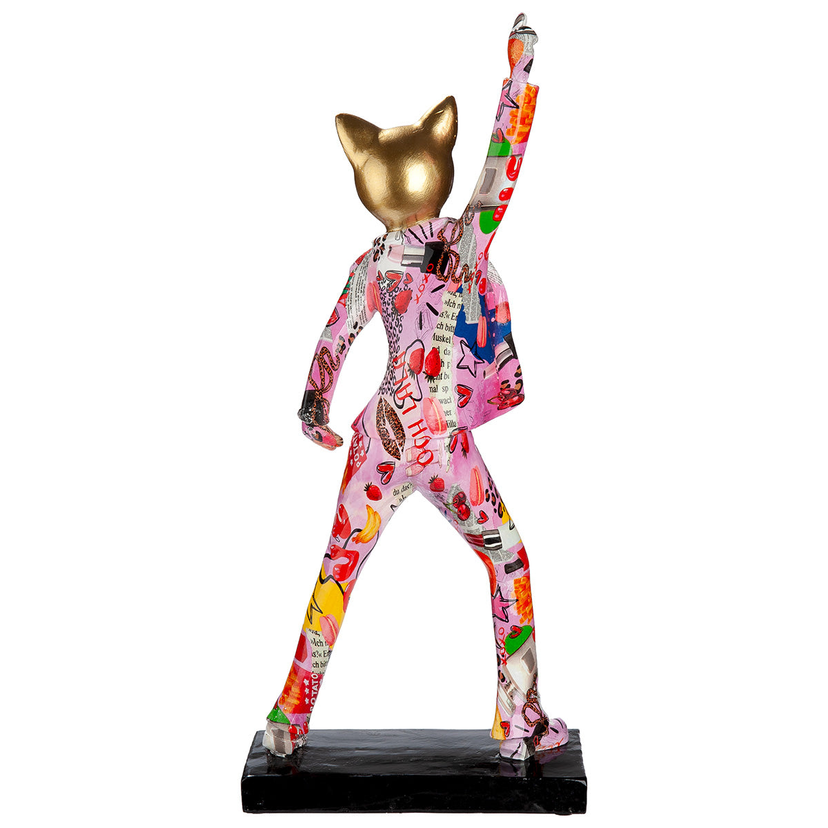 Gilde Figure Cat Ooh Lala resin standing sculpture, detailed feline decor piece with elegant design and vibrant finish.