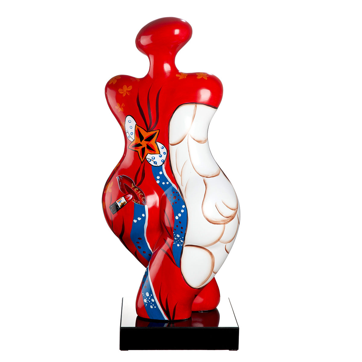 Red Gilde Femme woman figure made of synthetic resin, showcasing a detailed and stylish female sculpture.