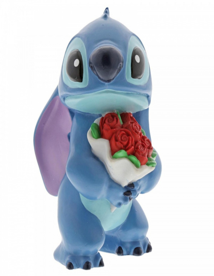 Disney Stitch plush toy with colorful flowers, soft fabric, and detailed embroidery, perfect for Disney fans and collectible displays.