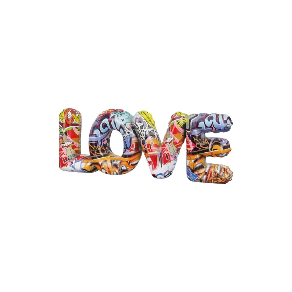 Multicoloured Gilde Love street art lettering sign, 15cm tall, featuring vibrant, artistic lettering with a graffiti-inspired design.
