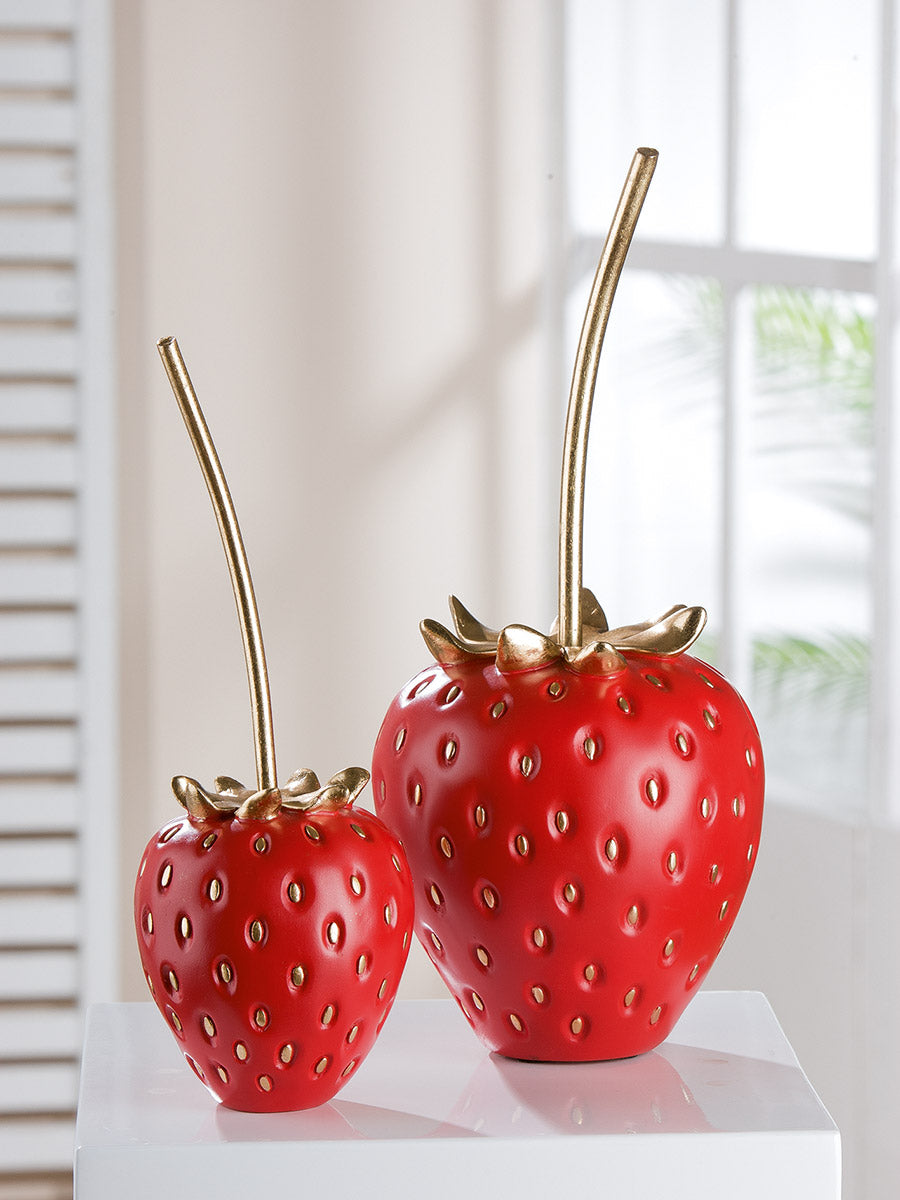 Red Gilde decorative strawberry figurine with realistic details, perfect for home decor or display.
