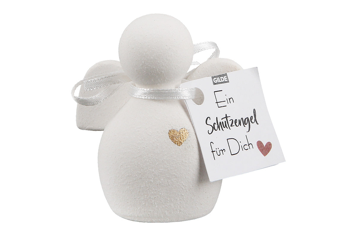 Small white angel figure with heart detail by Gilde, perfect for decorative or gift purposes.