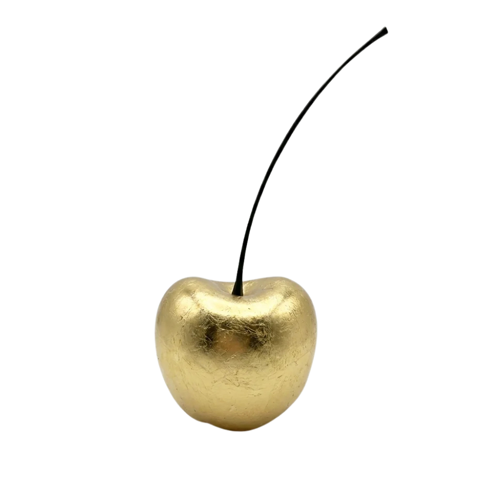 Gilde decorative object Cherry Celebration in gold with detailed cherry design, perfect for home decor or festive display
