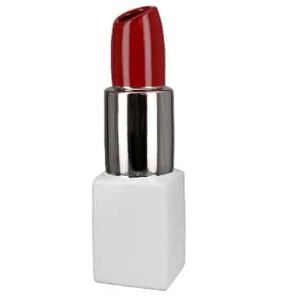 Red and silver Gilde ceramic vase from Milano, 30cm tall, with a sleek, modern design and glossy finish.
