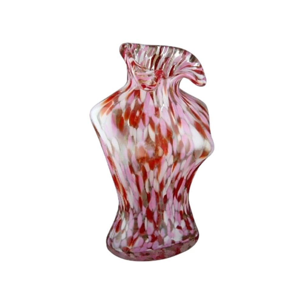 Pink Gilde Glassart Corinna Vase featuring a woman motif, 30cm tall, elegant glass flower vase for decorative arrangements.