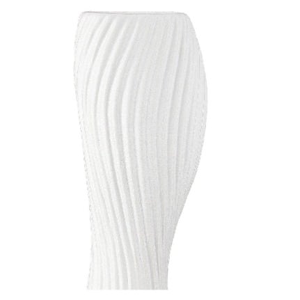 White Gilde organic ceramic vase, 41cm tall, with a smooth, curved design and a glossy finish, perfect for decorative floral arrangements.