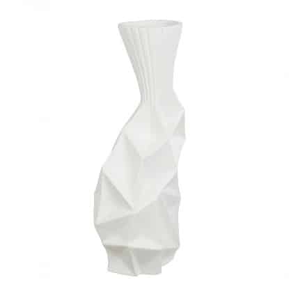 White ceramic Gilde vase standing 44cm tall, with a smooth, rounded design suitable for home decor.