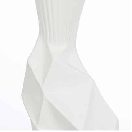 White ceramic Gilde vase standing 44cm tall with a smooth, elegant design, perfect for decorative floral arrangements.