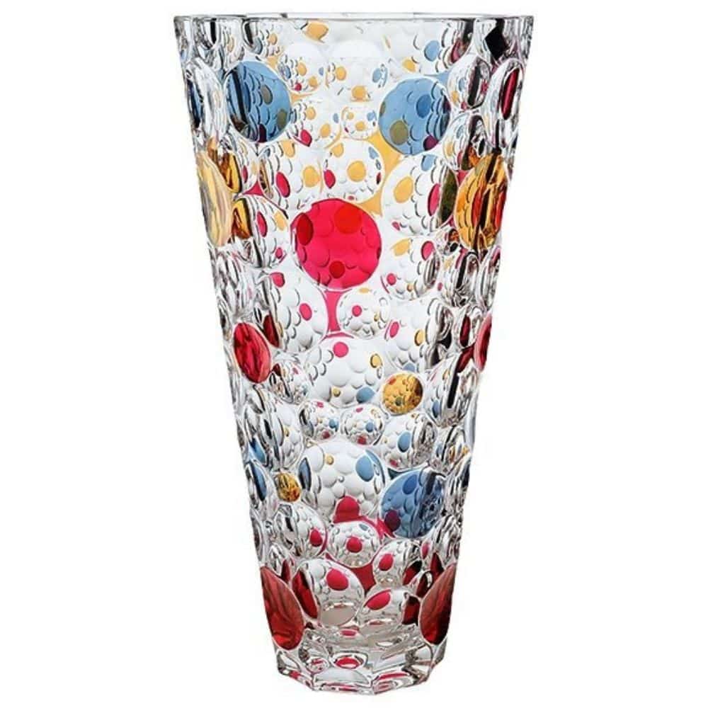 Bohemia Crystal Lisboa Mix Colour Flared Vase, 305mm tall, featuring vibrant multicolor glass with a flared design.