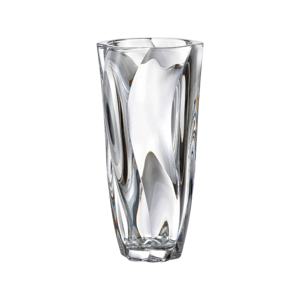 Bohemia Crystal Barley Twist Vase, 12-inch (305mm), elegant clear glass with twisted design, decorative home accent.