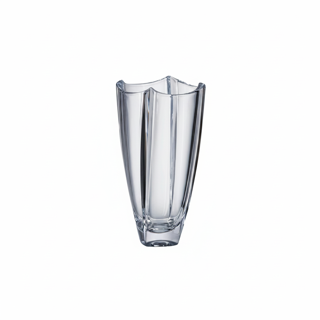 Bohemia Crystal Colloseum Vase, 255mm tall, clear glass with intricate cut patterns, elegant decorative piece.